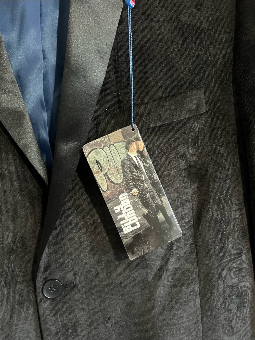 Men's Black Paisley velvet Blazer - Picture 3 of 7